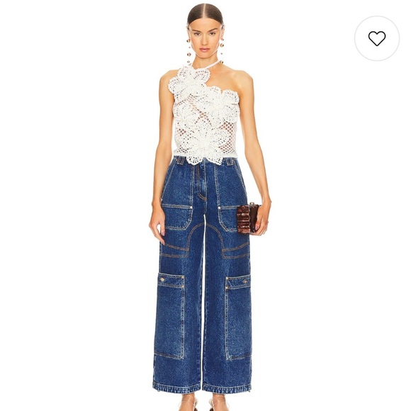 NWT Cult Gaia Nazanin Crochet Halter Top Off White M - Picture 3 of 9